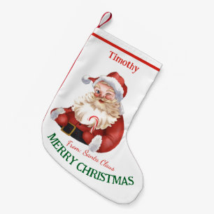 Meia De Natal Pequena Feliz Natal Papai Noel Vintage Personalizado