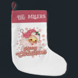 Meia De Natal Pequena Feliz Natal Papais noeis de Tipografia Retro Rosa<br><div class="desc">Feliz Natal,  tipografia retrógrada rosa com um Pai Natal com um chapéu cor-de-rosa.</div>
