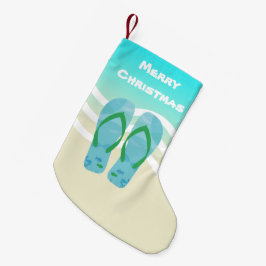 Meia De Natal Pequena Feliz Natal Peixe Tropical Praia Onda Sandálias