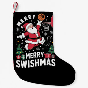 Meia De Natal Pequena Feliz Natal Swishmas Papai Noel Jogando Basquete 