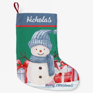 Meia De Natal Pequena Feliz Neve Azul e Bonito com Apresentações Feliz N