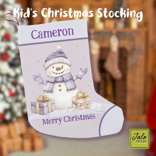 Meia De Natal Pequena Feliz Neve Roxo Bonito Apresenta Feliz Natal