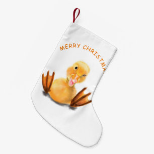 Meia De Natal Pequena Feliz Piscar os olhos de Pato Amarelo Jogando - So