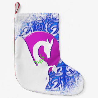 Meia De Natal Pequena Feriado da Lua do Dragão Branco I (Ornamento Azul)