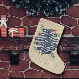 Meia De Natal Pequena Feriado de Bandeira de Natal Floral Whimsical