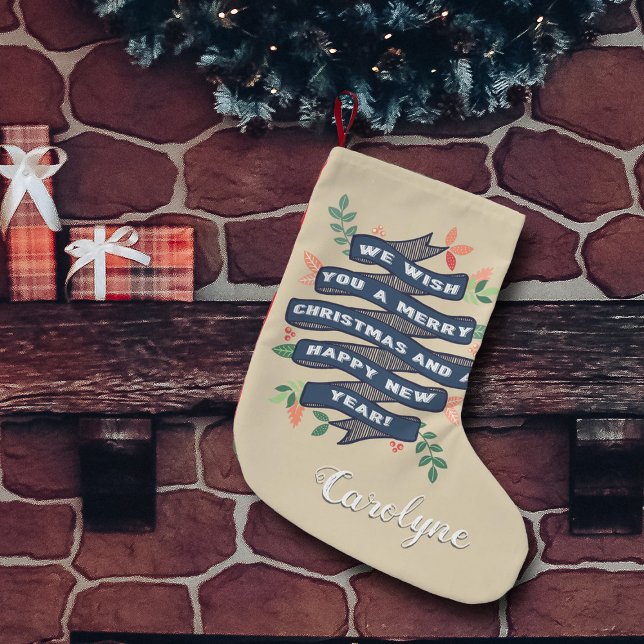 Meia De Natal Pequena Feriado de Bandeira de Natal Floral Whimsical (Criador carregado)