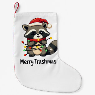 Meia De Natal Pequena Feriado de Natal da feliz Trashmas Funny Raccoon