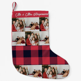 Meia De Natal Pequena Feriado de Natal da Xadrez Vermelha Elegante