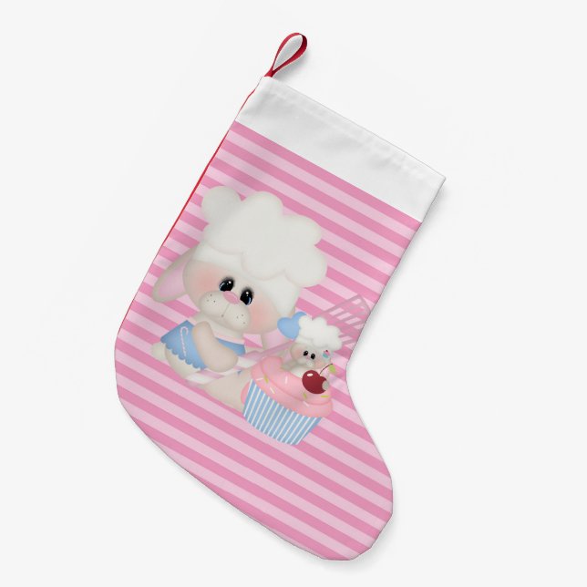 Meia De Natal Pequena Feriado de Natal de Bunnies Banhos Bonitos (Frente (Pendurada))