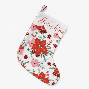 Meia De Natal Pequena Feriado de Natal para Meninas Floral bonito