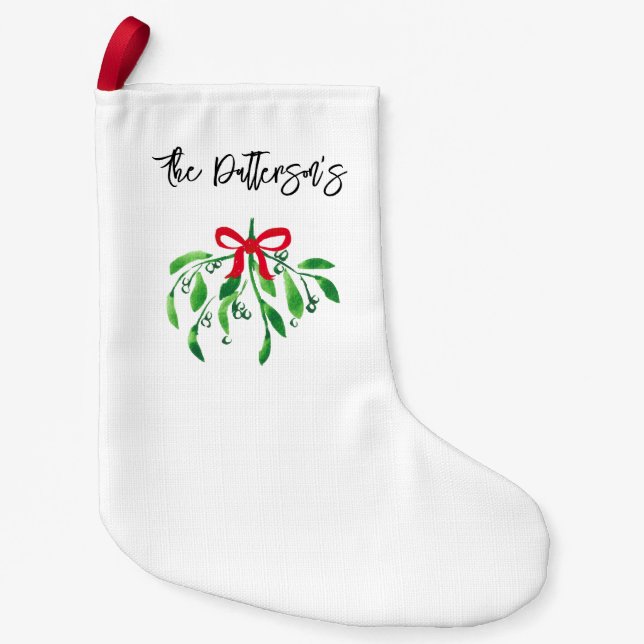 Meia De Natal Pequena Feriado Natal Mistletoname Festivo Me Beija (Frente)