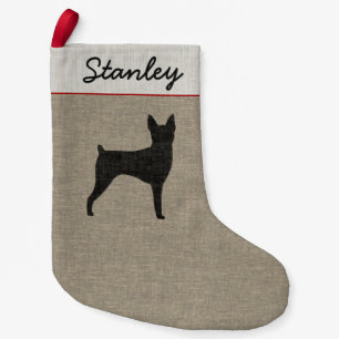 Meia De Natal Pequena Feriado Personalizado de Cão de Toy Fox Terrier Si
