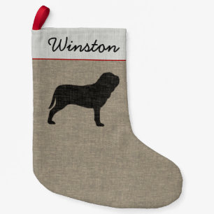Meia De Natal Pequena Feriado Personalizado Neapolitano Mastiff Silhouet