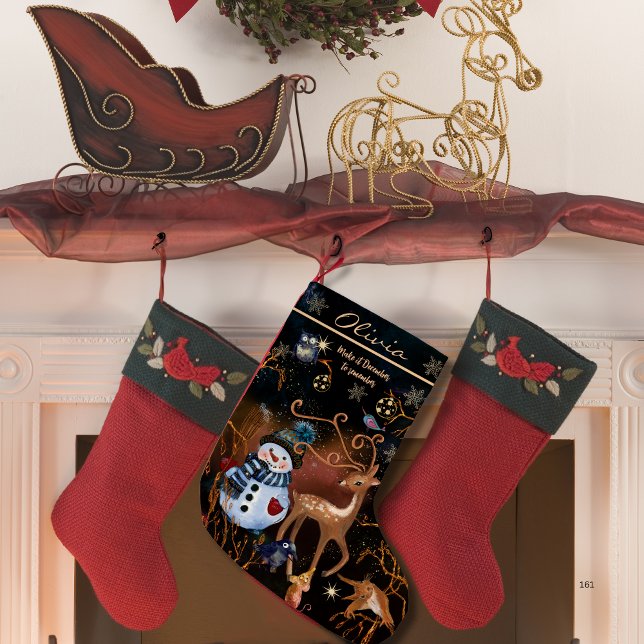 Meia De Natal Pequena Feriados Florestais Encantados - Animais De Flores (Enchanted Forest Holiday Stocking -Woodland Animals)