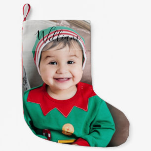 Meia De Natal Pequena Férias com Foto e Nome Personalizados