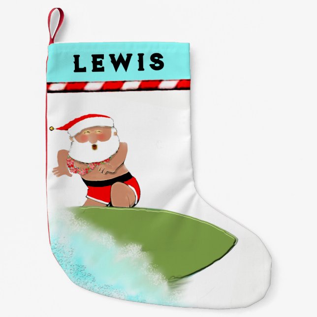 Meia De Natal Pequena Férias de Surf no Havaí (Frente)