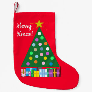 Meia De Natal Pequena Férias Felizes Árvore de Natal Verde: Vermelho