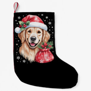 Meia De Natal Pequena Festa de Natal com Luzes de Natal do Cão Retriever