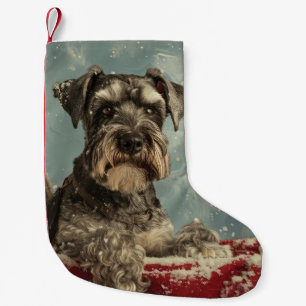 Meia De Natal Pequena Festa de Natal do Cão Schnauzer