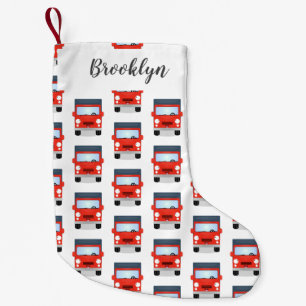 Meia De Natal Pequena Figura de desenho animado de caminhão vermelho-bra