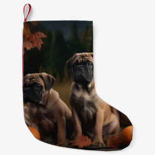 Meia De Natal Pequena Filhote de Bullmastiff Delícia de Outono Abóbora
