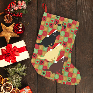 Meia De Natal Pequena Filhotes de cachorro de Labrador da edredão do