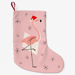 Meia De Natal Pequena Flamingo Papai noel estocagem rosa
