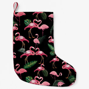 Meia De Natal Pequena Flamingos Amam o Padrão 4