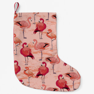 Meia De Natal Pequena Flamingos cor-de-rosa: padrão tropical sem costura