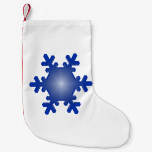 Meia De Natal Pequena Floco de Neve Azul Starburst em Branco