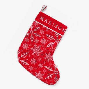 Meia De Natal Pequena Floco de neve de inverno branco Elegante Red Aqua