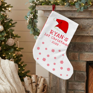 Meia De Natal Pequena Floco de neve de Papai Noel Vermelho de Natal