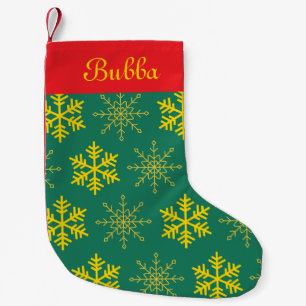 Meia De Natal Pequena Floco de neve verde