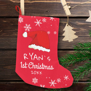 Meia De Natal Pequena Floco de Neve Vermelho de Papai Noel de Natal