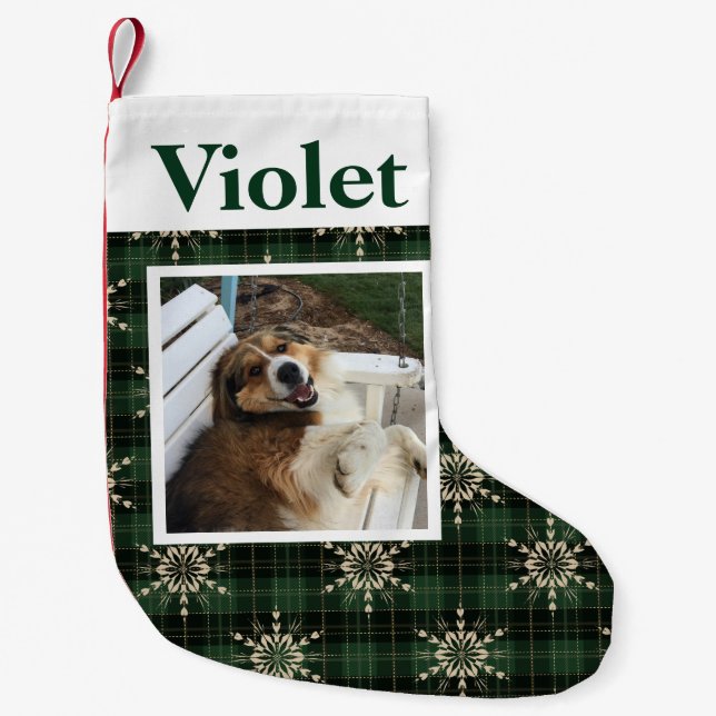 Meia De Natal Pequena Flocos de neve de Natal Crianças Divertidas ou Pet (Frente)