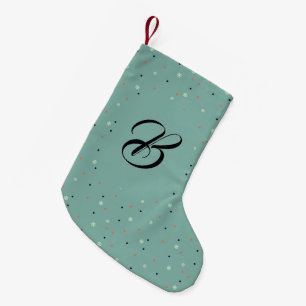 Meia De Natal Pequena Flocos de neve e pontos. Personalizado com o nome.