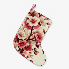 Meia De Natal Pequena Flor de Cerejeira