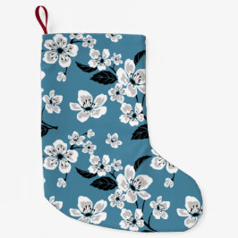 MEIA DE NATAL PEQUENA FLOR DE CEREJEIRA - SAKURA (AZUL FUMÊ)