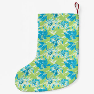 Meia De Natal Pequena Flor lírio verde-claro, verde-claro e claro