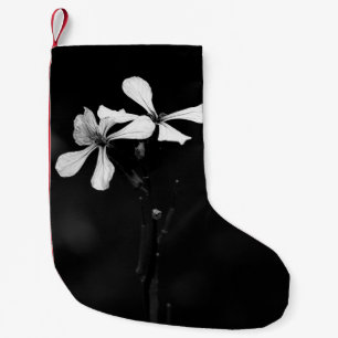 Meia De Natal Pequena floral preto e branco minimalista