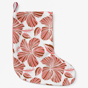 Meia De Natal Pequena Floral tropical natural havaiano em cores castanha
