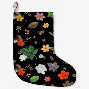 Meia De Natal Pequena Flores Amarelas e Rosas Brancas 8