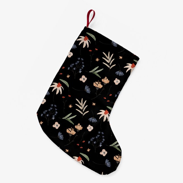 Meia De Natal Pequena Flores aquáticas simples 1 (Frente (Pendurada))