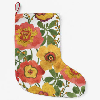 Meia De Natal Pequena Flores coloridas: padrão de aquarela de verão.