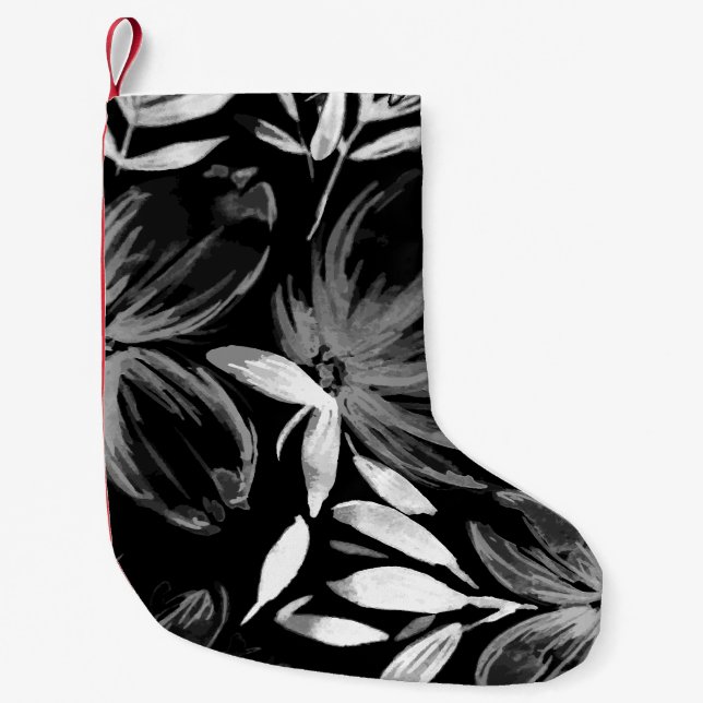 Meia De Natal Pequena Flores de Aquarela Vermelhas 7 (Frente)