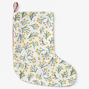 Meia De Natal Pequena Flores de inverno de cor aquosa - amarelas