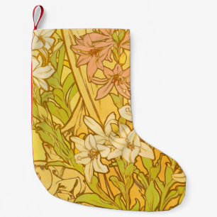 Meia De Natal Pequena Flores de lírio Art Nouveau de Alfonse Mucha