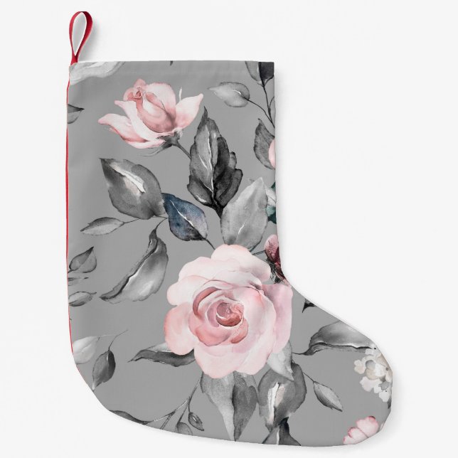 Meia De Natal Pequena Flores de Mola Deixam a Mão Desenhada (Frente)