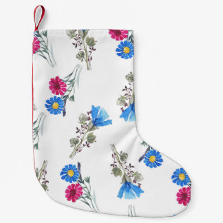 Meia De Natal Pequena Flores de Mola Rosa Botânica Aquarela