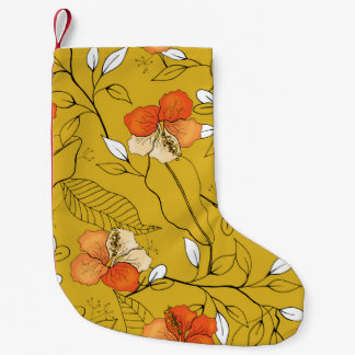 Meia De Natal Pequena Flores e folhas tropicais, sem costura